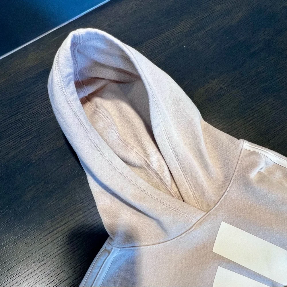 adidas Boys Tech Fleece Hoodie Tan Beige Athletic Logo Sweatshirt Youth M 10 12